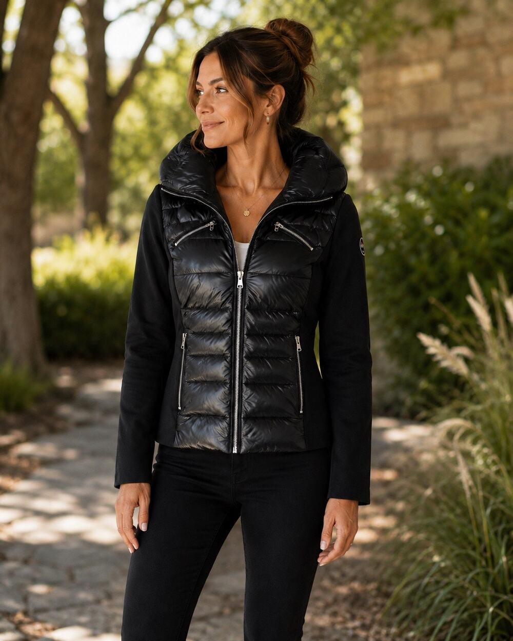 Halifax Traders Black Quilted Puffer Jacket Zip Front Zip Pockets Medium